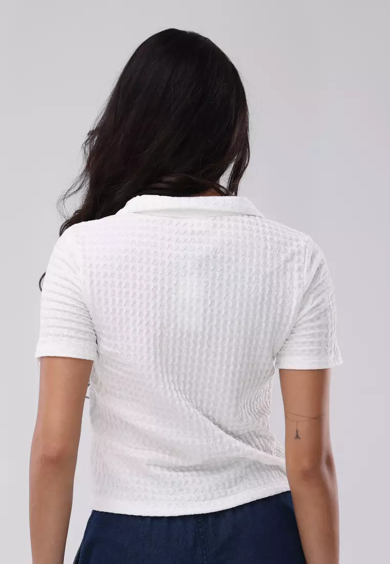 Textured Knits Short Sleeve Blouse