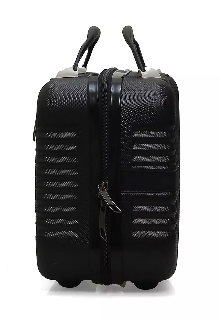 Fidell Koper Jinjing Tas Mini Beauty Case Size 14 Inch Suitcase Unisex Lock System 3 Number Code Material Fiber ABS ORIGINAL - Black