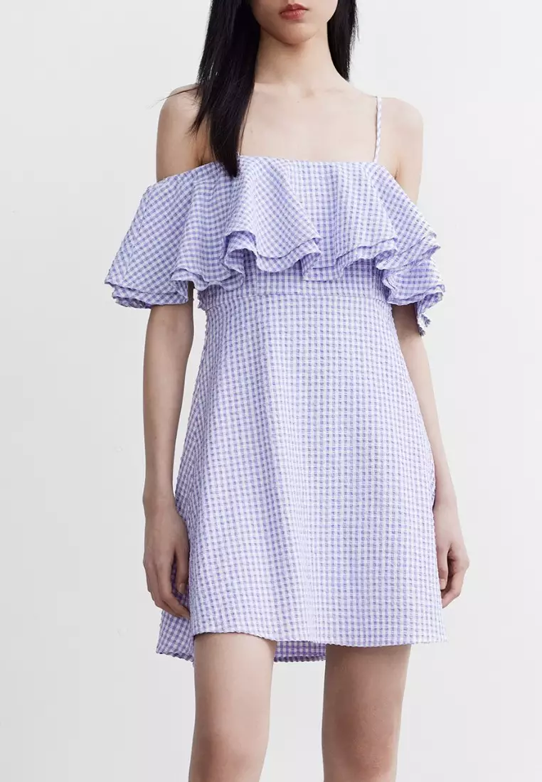 Checkered Ruffle Cami Dress