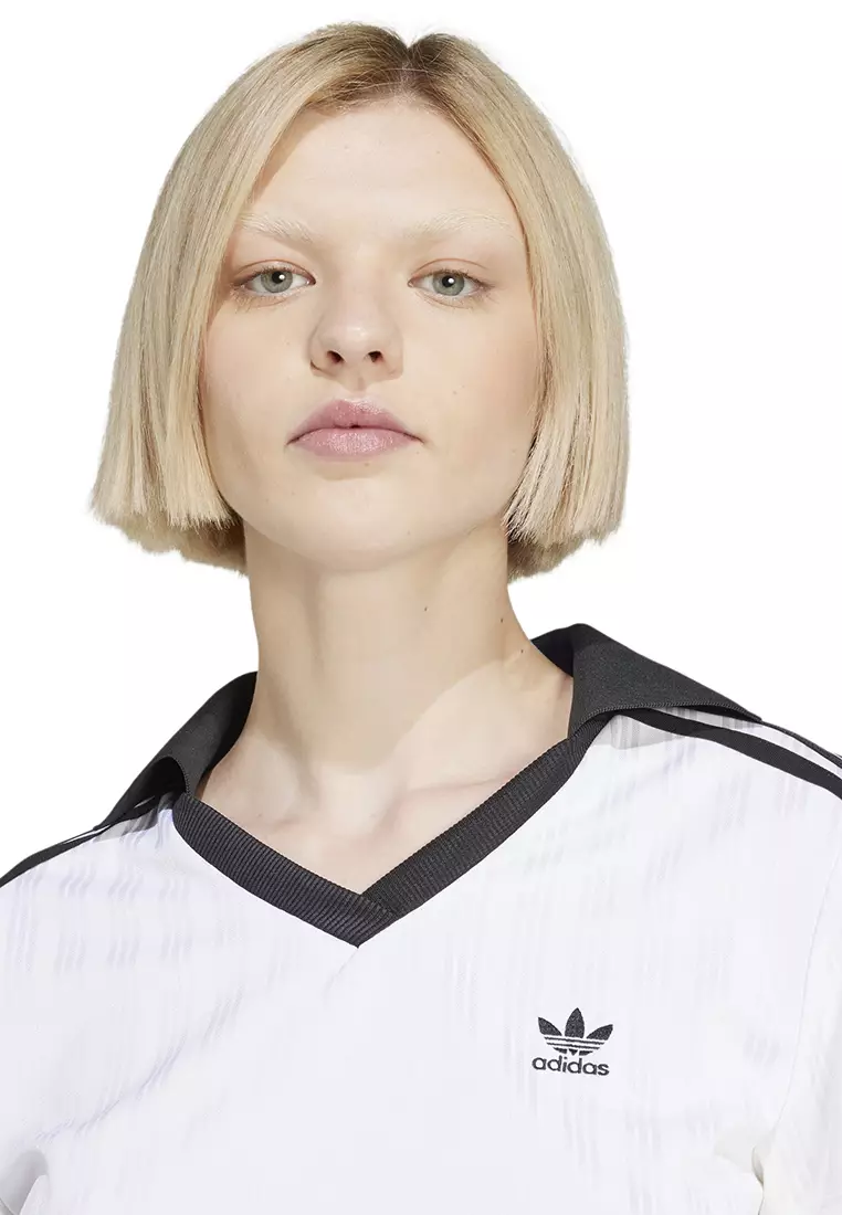 Adicolor Football Jacquard V-Neck Crop Polo Shirt