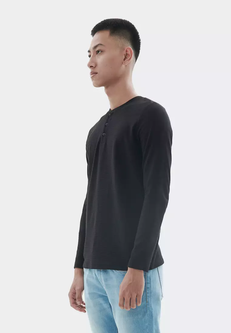 MANZONE Kaos pria lengan panjang EAST - BESTBUY-BLACK