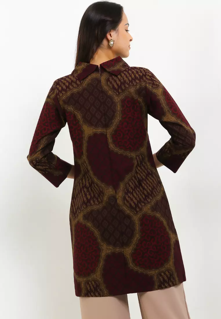 BATIK TALENTA EXCLUSIVE batik wanita blous TENUN MAROON PS RBU