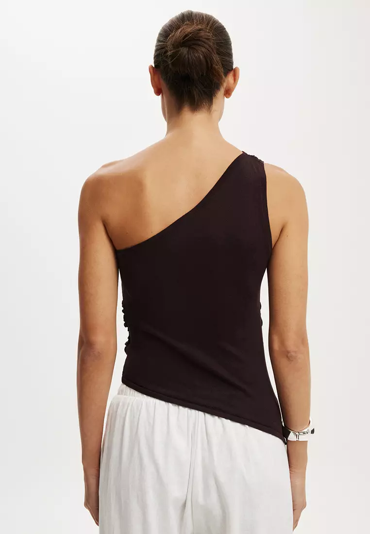 飾釘綴飾不對稱針織上衣