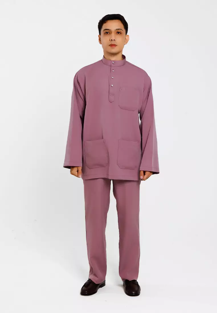 Alain Delon Baju Melayu Regular Fit Sedondon anak Budak - 19025001-26DustyPurple