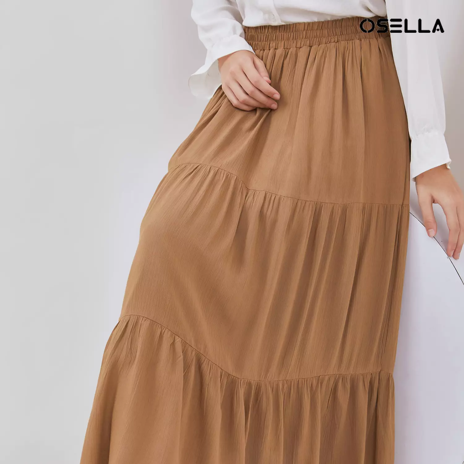[NEW] Osella Brielle Tiered Maxi Skirt In Brown 2187500256 | Rok Maxi Wanita