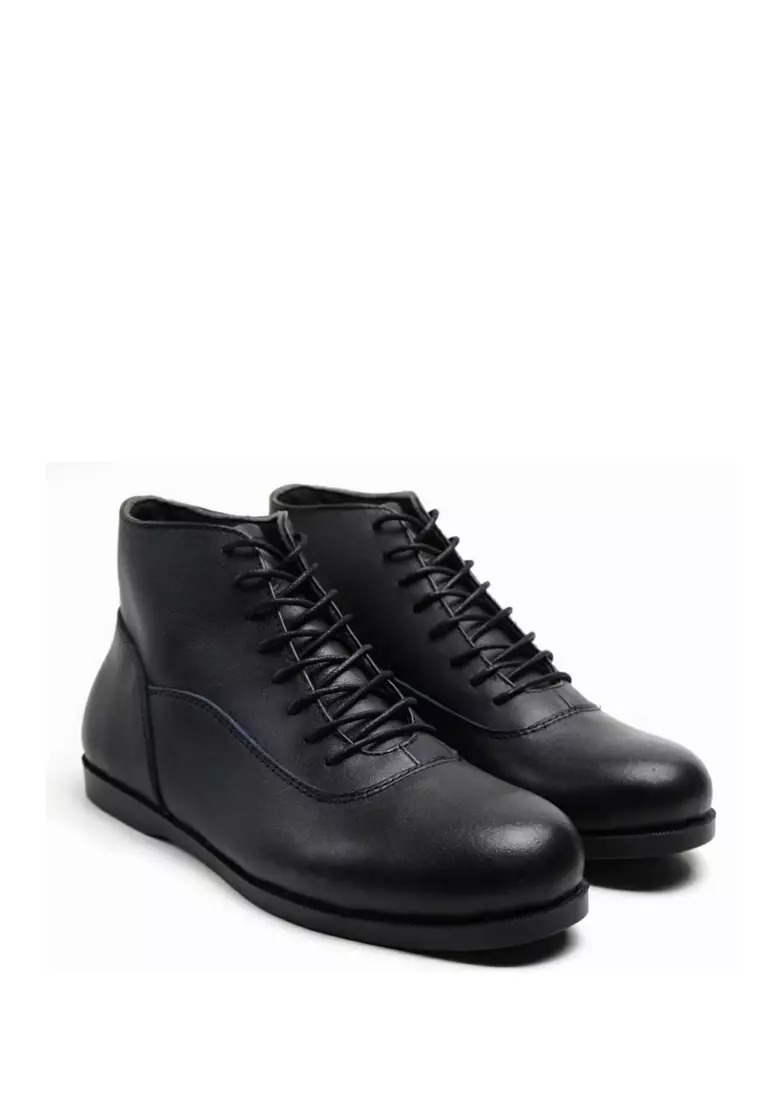 Country Boots String Black Sepatu Boots Formal Pria