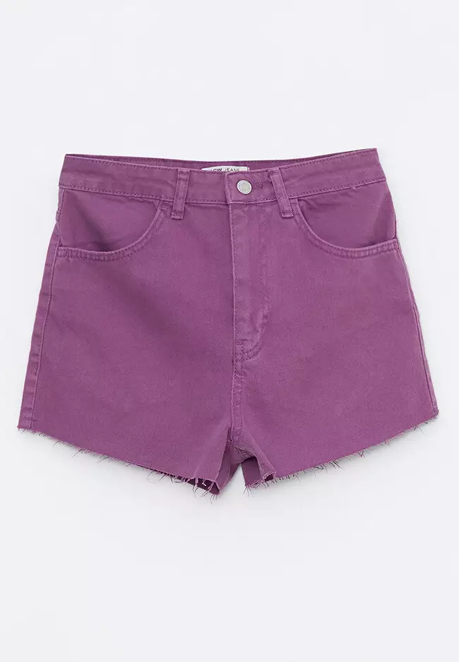 Purple denim shorts best sale