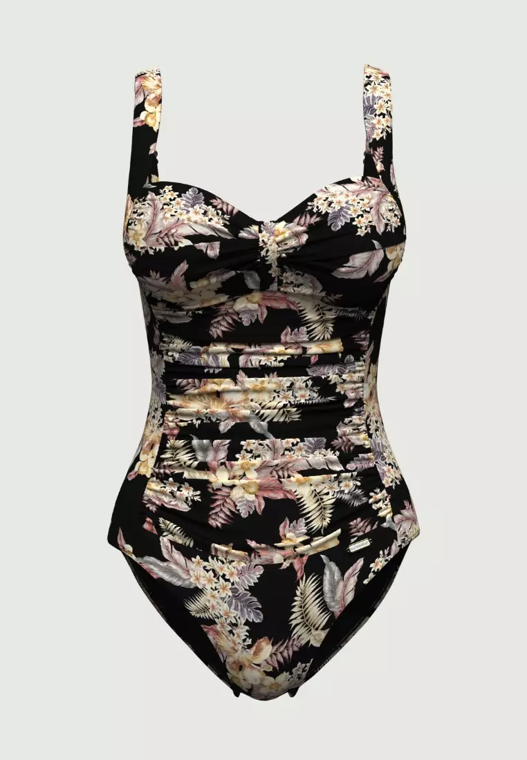 Desert Tropics Black Plus Cup Ruched Onepiece