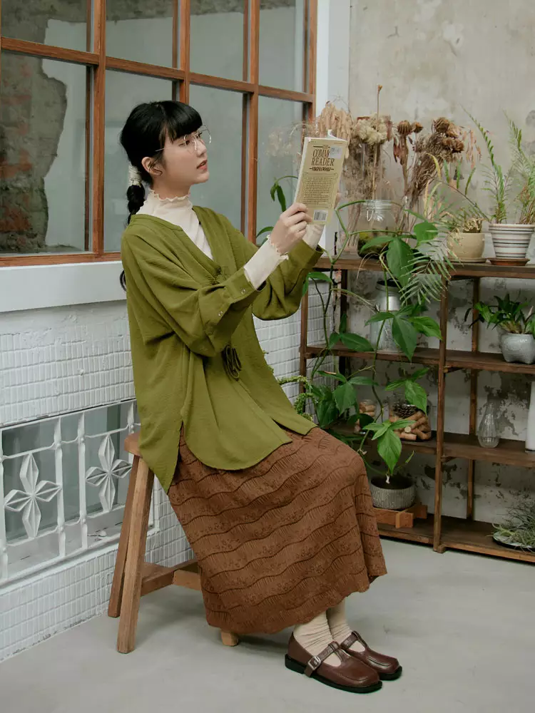 Textured Jacquard Lace Long Skirt [CA2851]