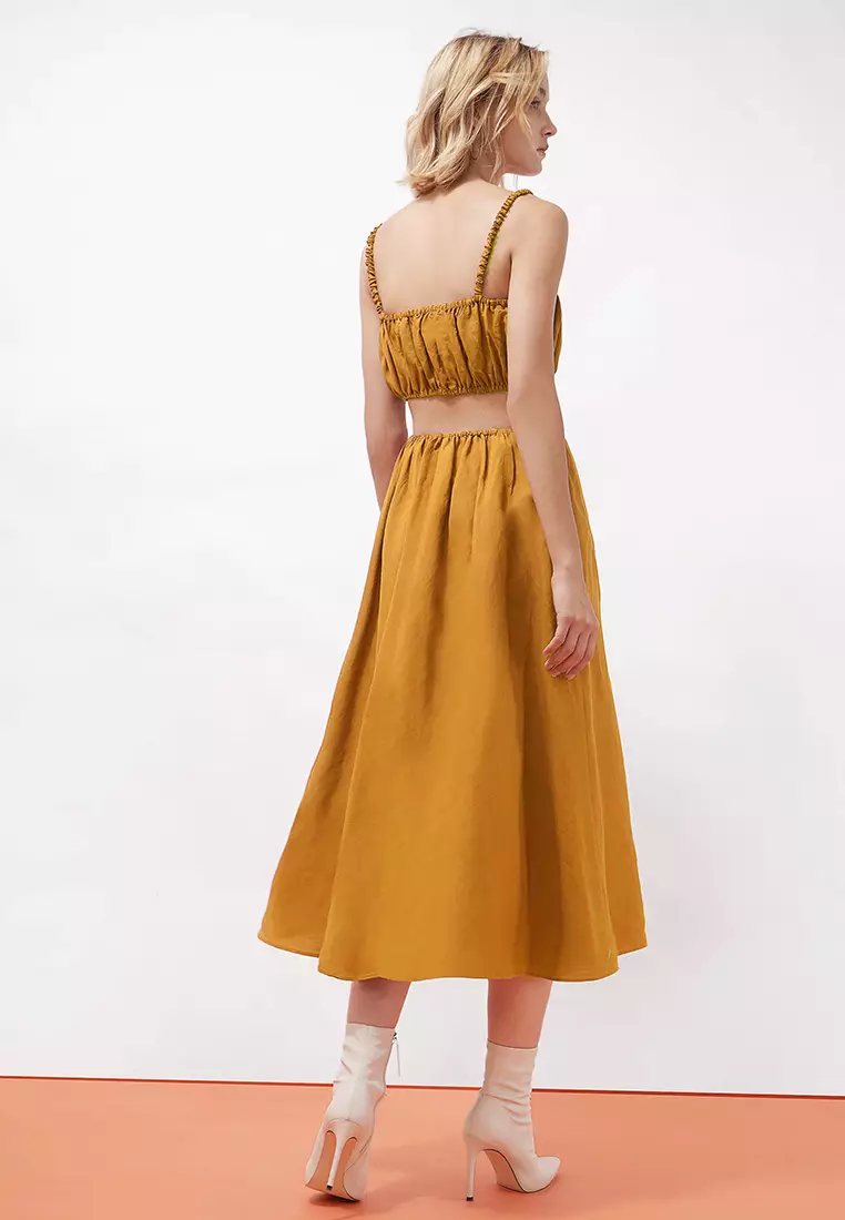 Strap Tube Bodice Cutout Midi Dress