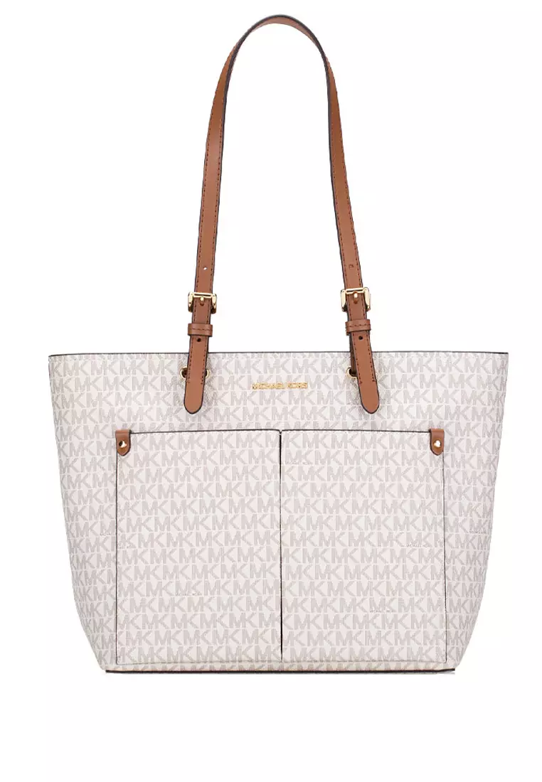 Buy Michael Kors Jet Set Medium Logo Pocket Tote Bag - Vanilla