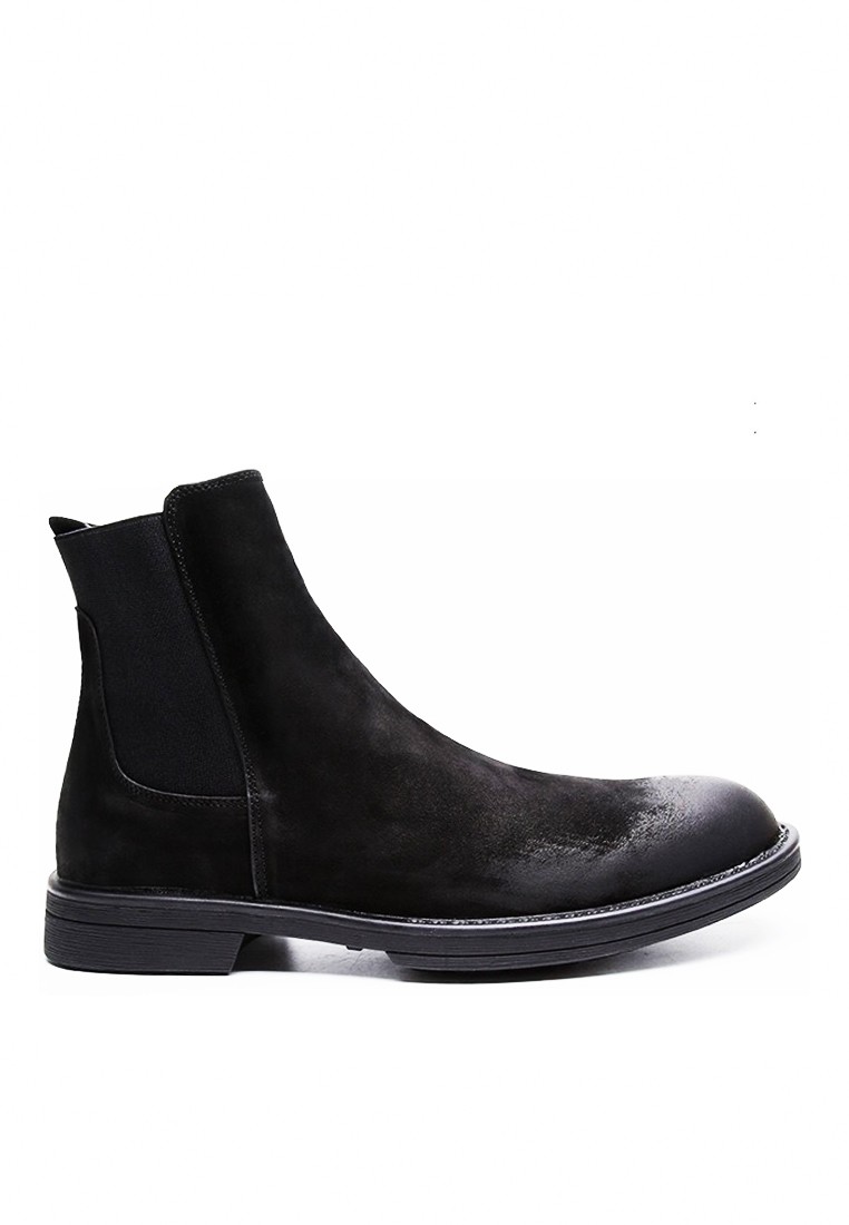 Dark Leather Flexible Boots MC718