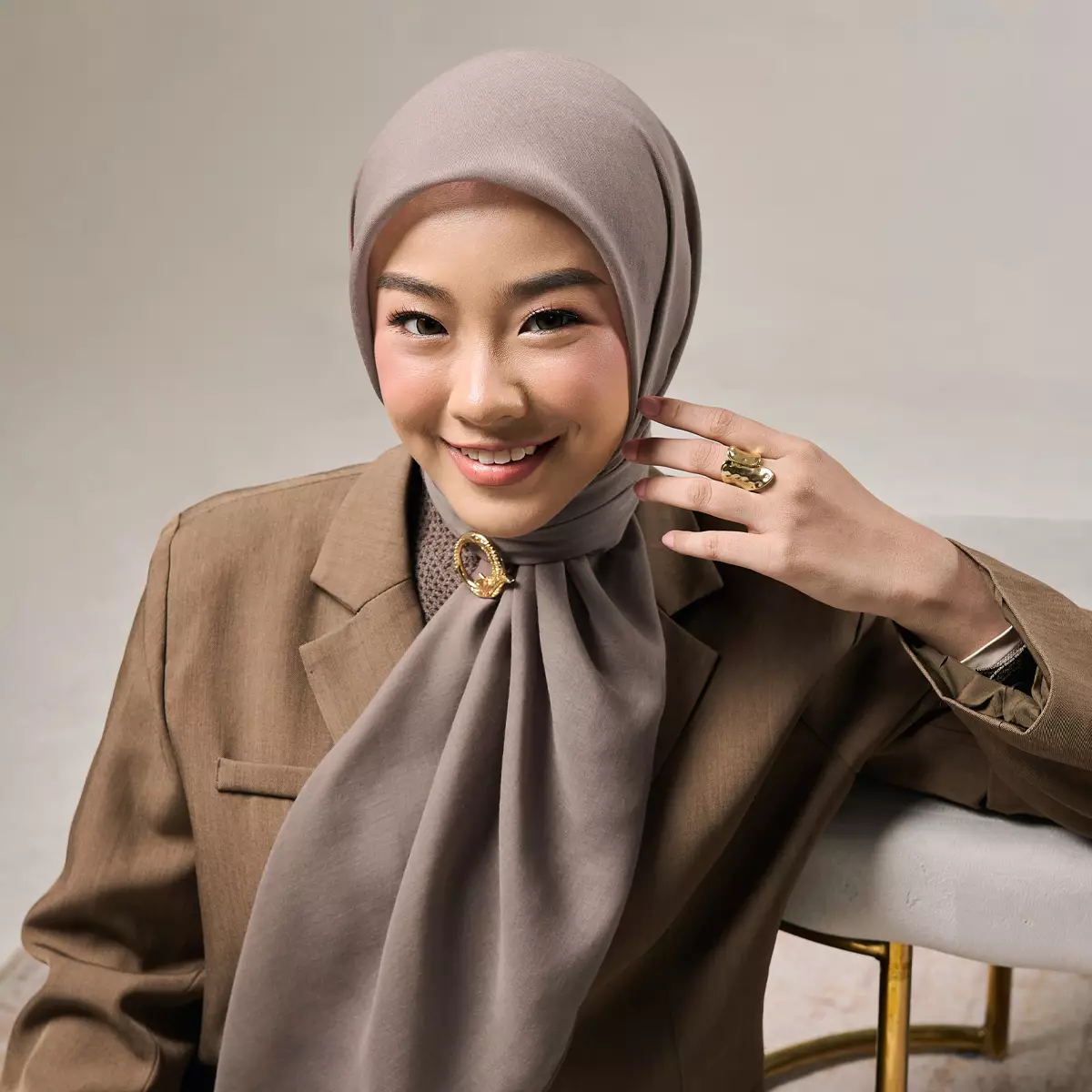 [New Collectio] ZM Zaskia Mecca - Hijab Paris Premium Parissa Brunette | Bahan Adem, Fine Stitch, Mudah Dibentuk & Classy