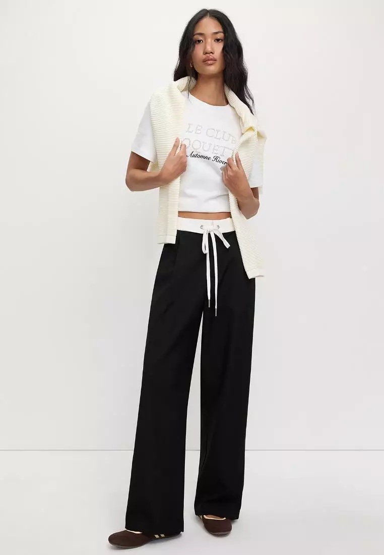 Wide-Leg Drawstring Trousers