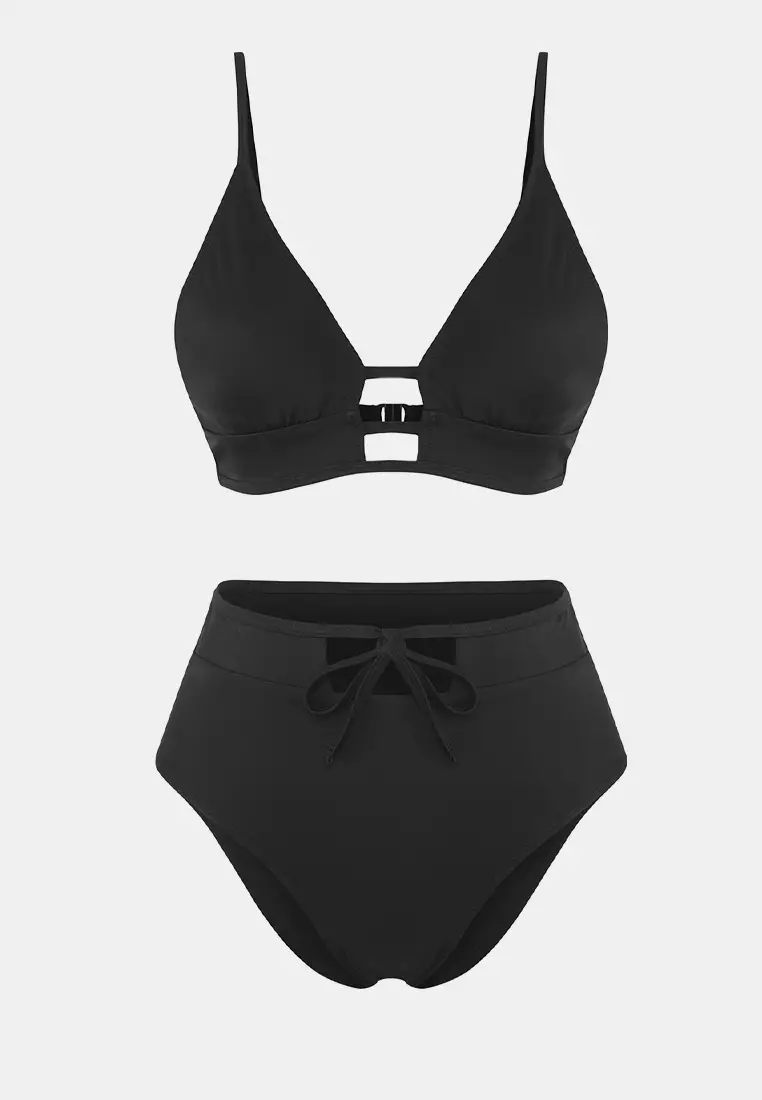 Black Triangle High Waist Regular Bikini Set Tbess25Bt00170