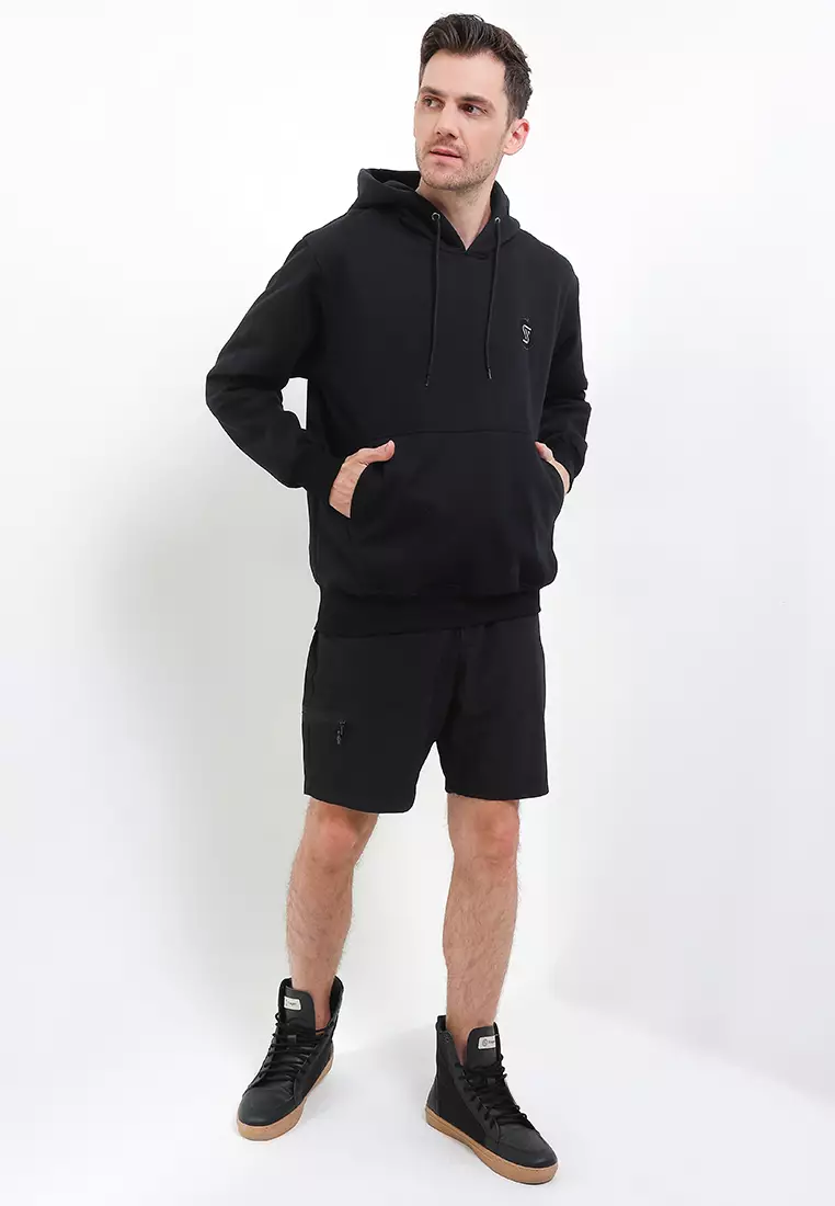 SYZLO Jaket Hoodie Sweater Cryptic Cotton Fleece - Black