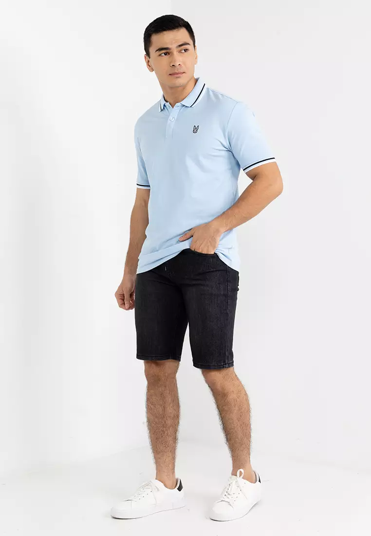 Washed Stretchable Denim Shorts