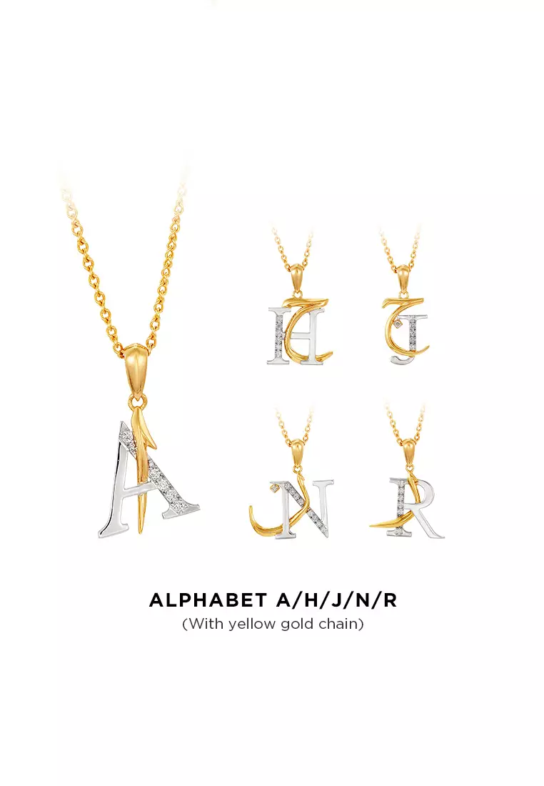 HABIB TULUS | Diamond Necklace in 375/9K Yellow and White Gold (Alphabet) 560710524(H)-YG