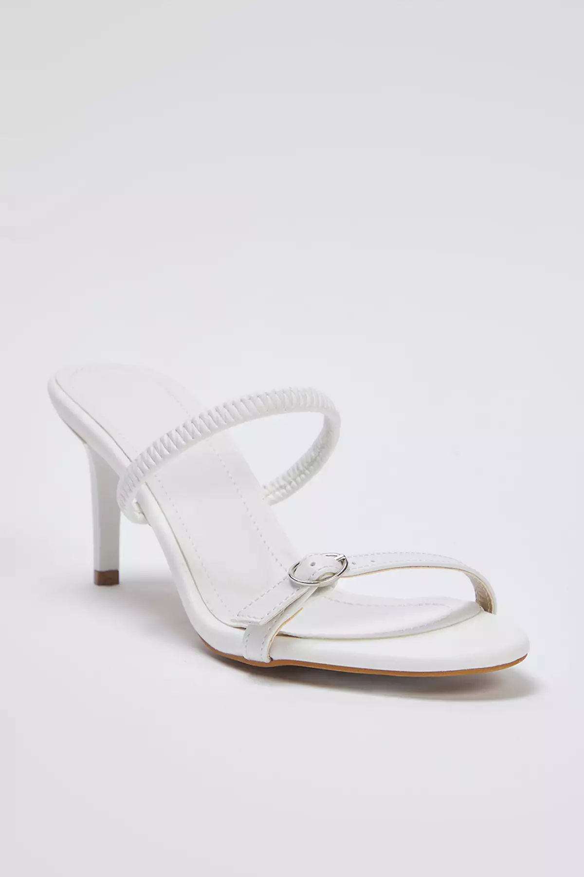 White Buckle Detailed Dual-Use Thin Heeled Almond Toe Women's Heeled Sandals Takss25To00010