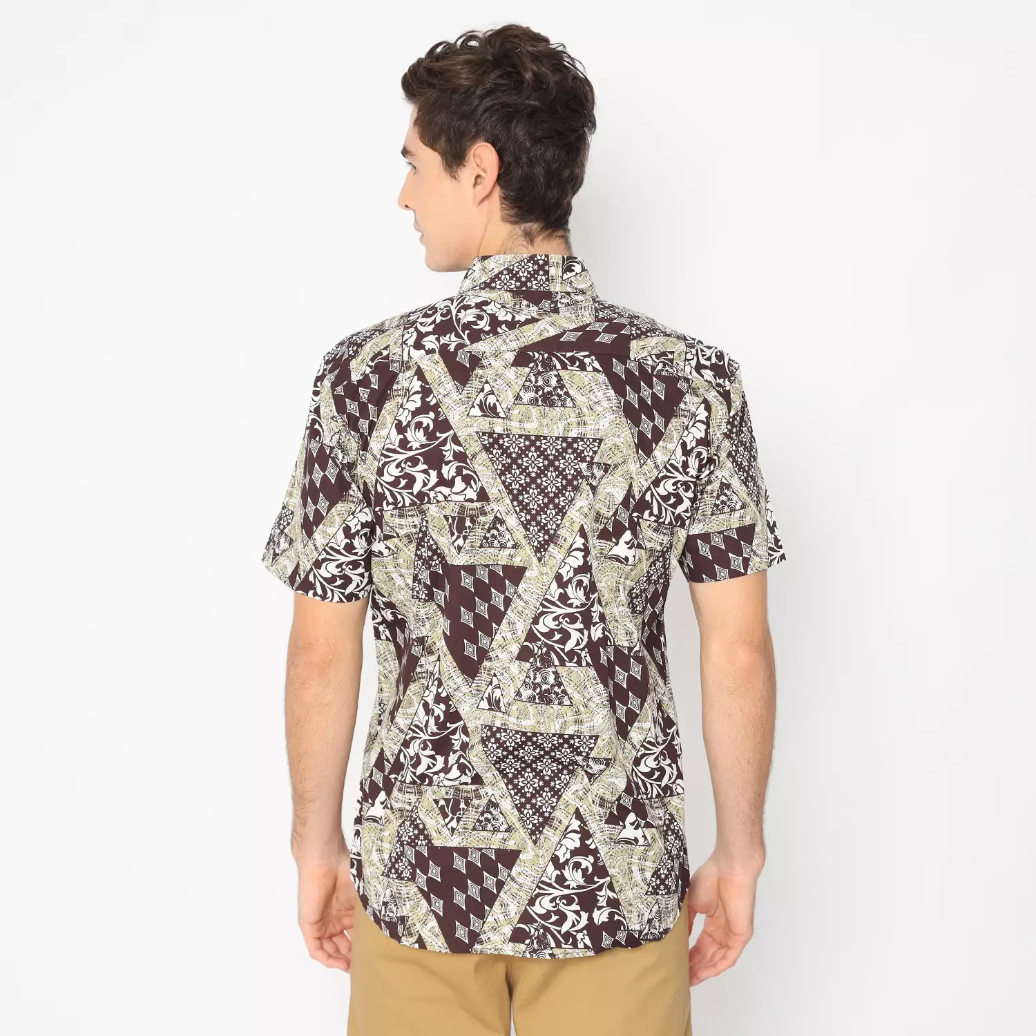 Platini Kemeja Batik Pria Lengan Pendek Katun Coklat 73171