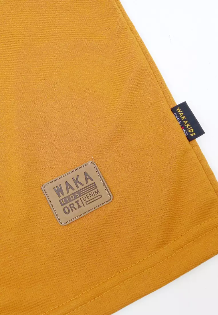 Wakakids Baju Anak Unisex Atasan Kaos Oversize Lengan Pendek Tshirt Polos Basic Tee 4367 Vench Mustard