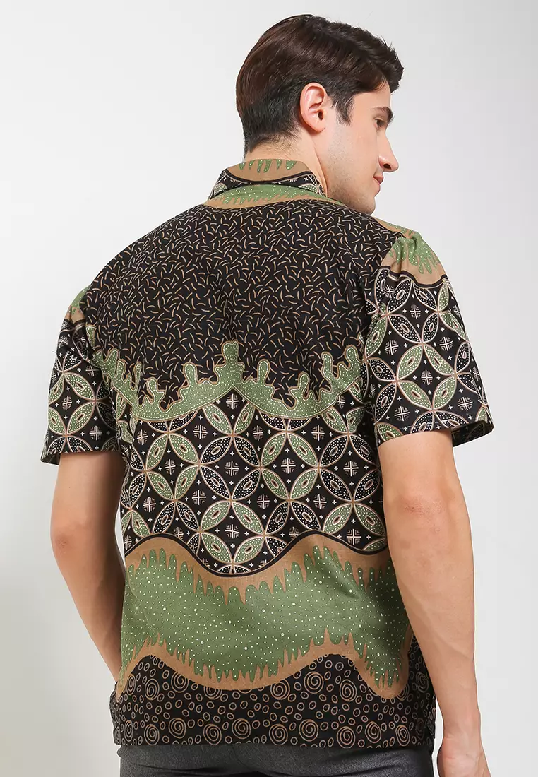Kawung Kemeja Batik Exclusive Premium Pria Casual Modern Lengan Pendek