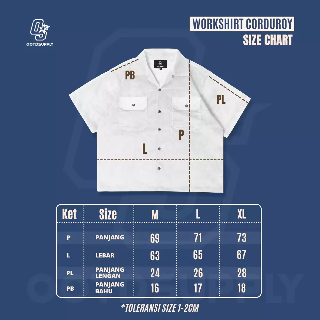 OOTDSUPPLY Work Shirt Corduroy Boxy Cozy Black & Navy | Kemeja Corduroy | Casual Shirt | WSCCZE