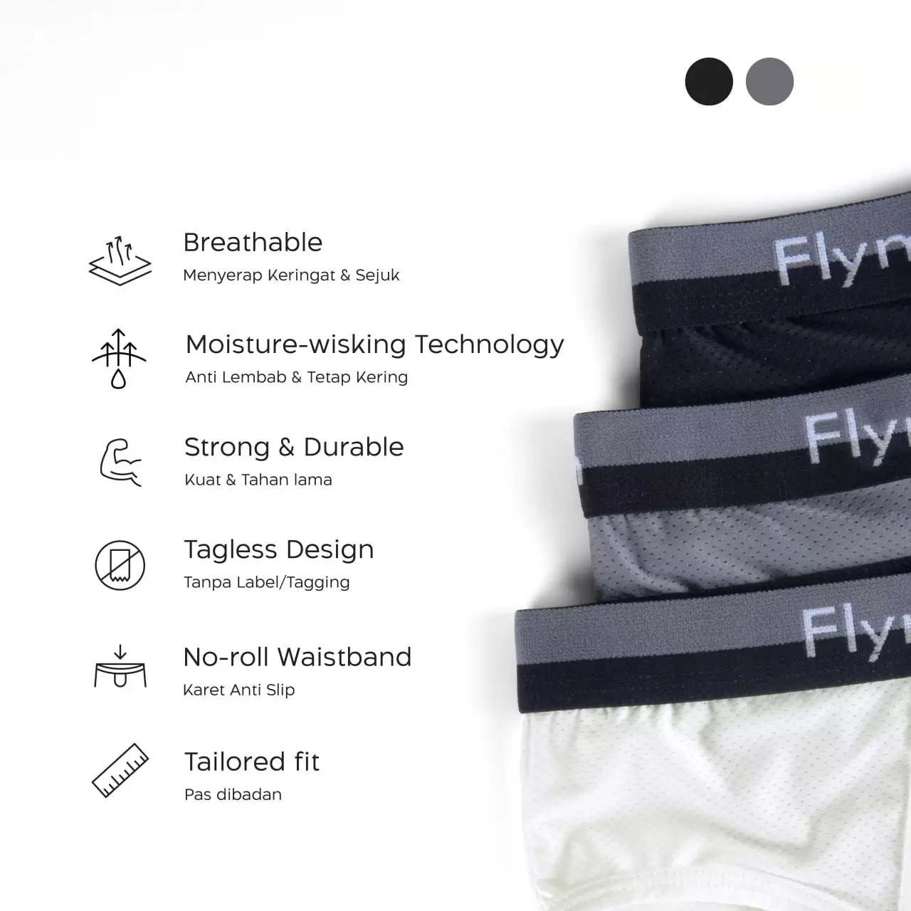 Flyman Ice Silk Briefs 1 pcs FM 3364 - Onyx