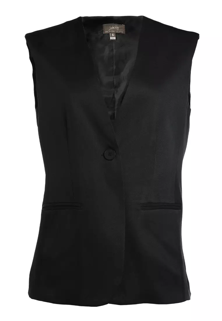 Classic Sleeveless Longline Waistcoat In Black