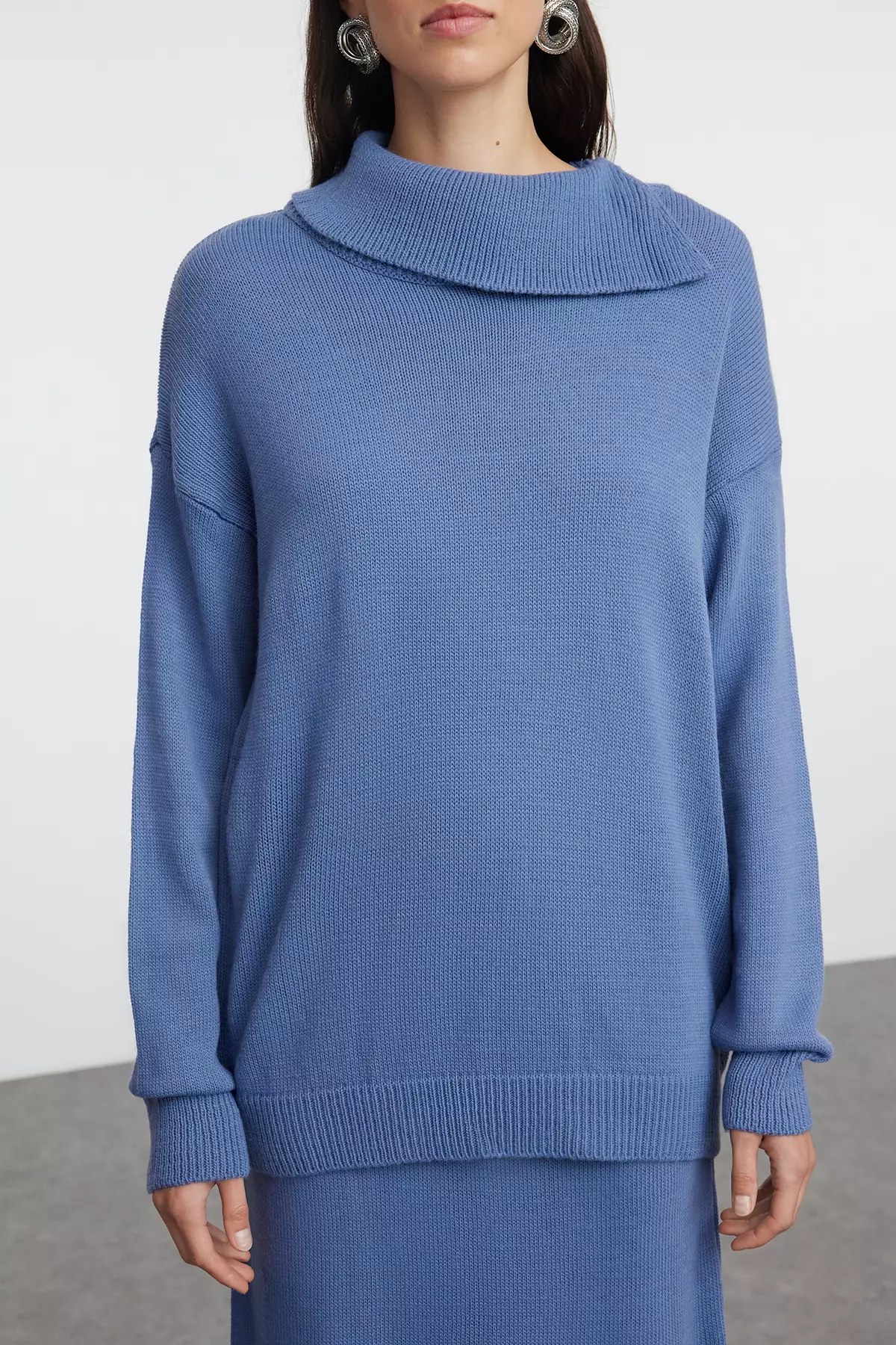 Indigo Turtleneck Knitwear Set Wide Fit