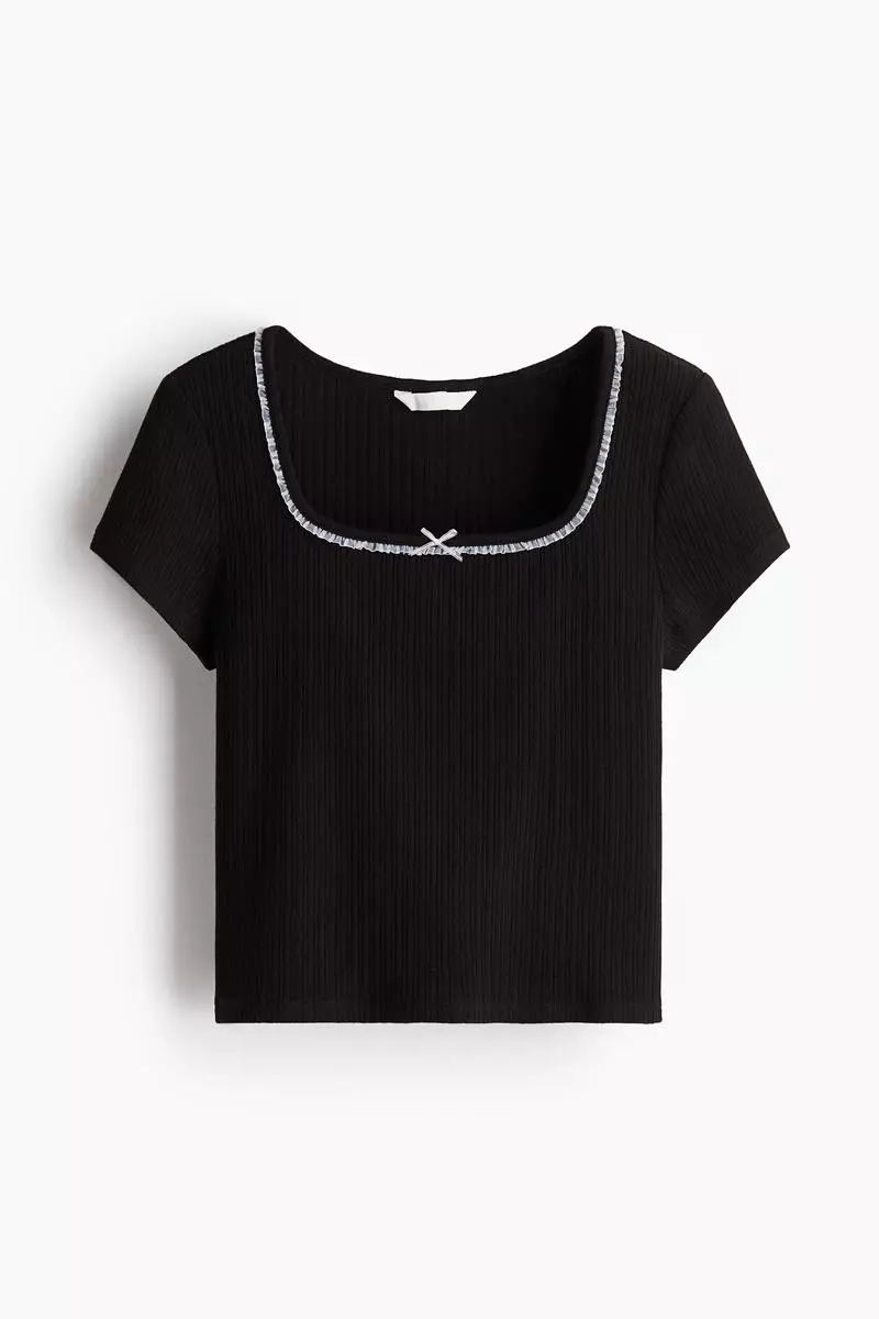 Ribbed square-neck top