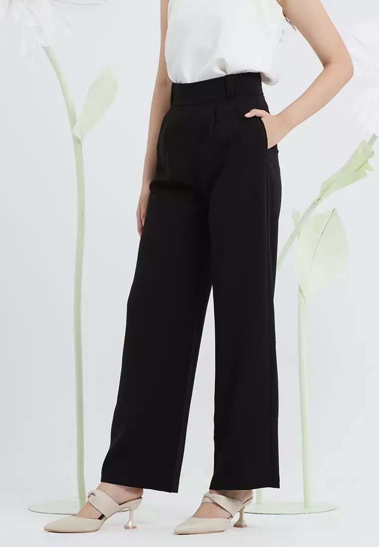 Calla High Waist Pants in Black