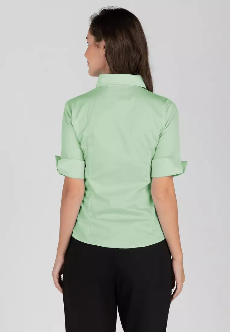 Diana 3/4 Sleeve Plain Button Down Office Blouse