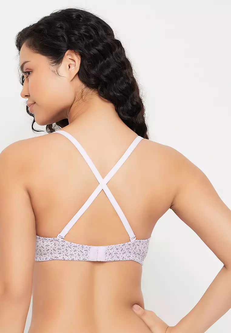 Buy Clovia Padded Non-Wired Full Cup Printed Multiway T-shirt Bra in Lilac  - Cotton 2024 Online
