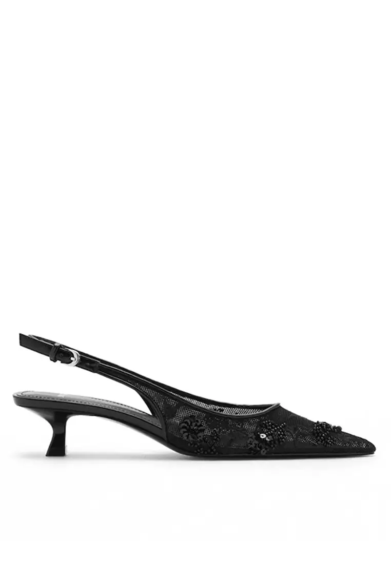 Discount on Mango  shoes - SKU: Kitten-Heel Shoes Embroidered with Sequins
