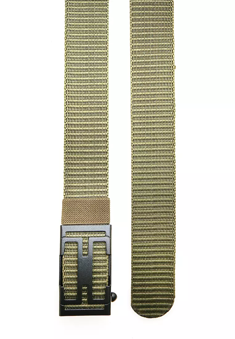 Ilo Aksesoris Fashion Pria Simple Design Ikat Pinggang Material Canvas ORIGINAL - Green