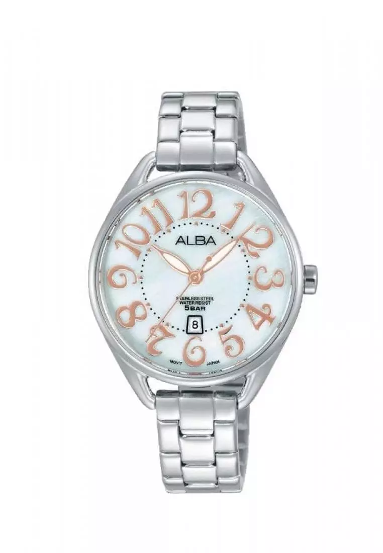 Jam Tangan Wanita Alba Fashion AH7J91 Strap Stainless Steel Silver
