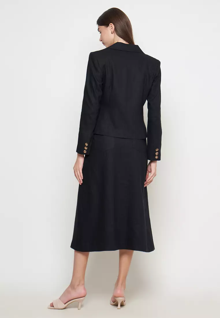 KLA - Setelan Blazer Rok Dawn Black