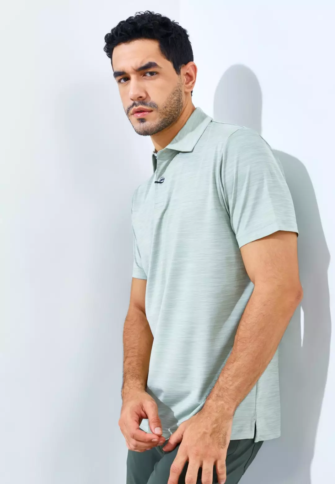 Jack Nicklaus Whitley Premium Tonal Two Color Solid Polo Sage Leaf