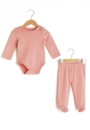 LC Waikiki pink Baby Girl Snap-On Bodysuit and Trousers 58135KA6E93F5AGS_1