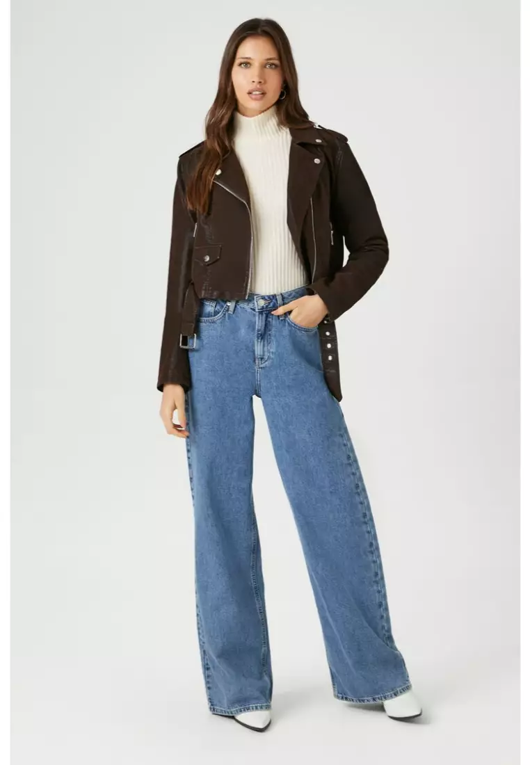 Forever 21 store blue leather jacket