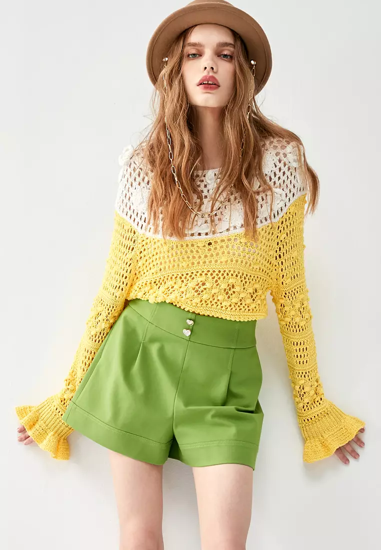 Colour Block Hand Knit Top