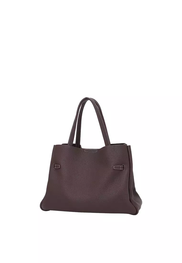 SAOIRSE Soft Structural Belt Tote Bag - Dark Brown