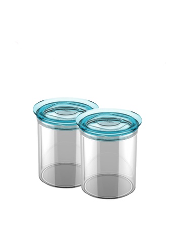 Biesse Casa Biesse Casa 2 Pcs Set 1000ML Round Airtight Canister with Silicone / Food Storage Container / Spice Jar Container - Green / Yellow / Blue 716F3HL6CCA446GS_1