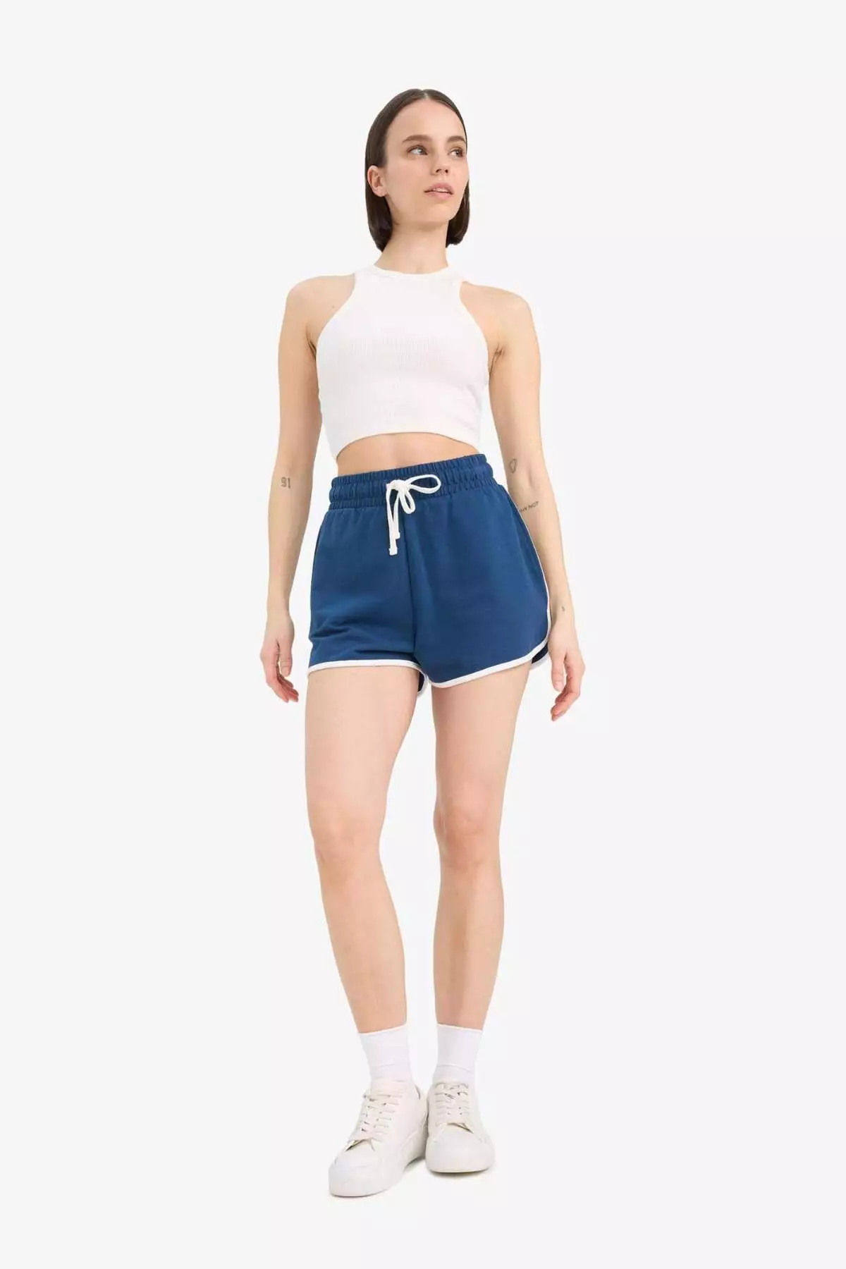 Cool Flexible Waisted Lace up Pocket Thick Fabric Shorts A6224Ax25Sm