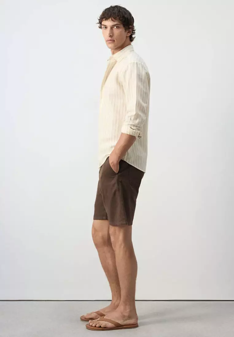 Linen-Cotton Blend Stripe Shirt