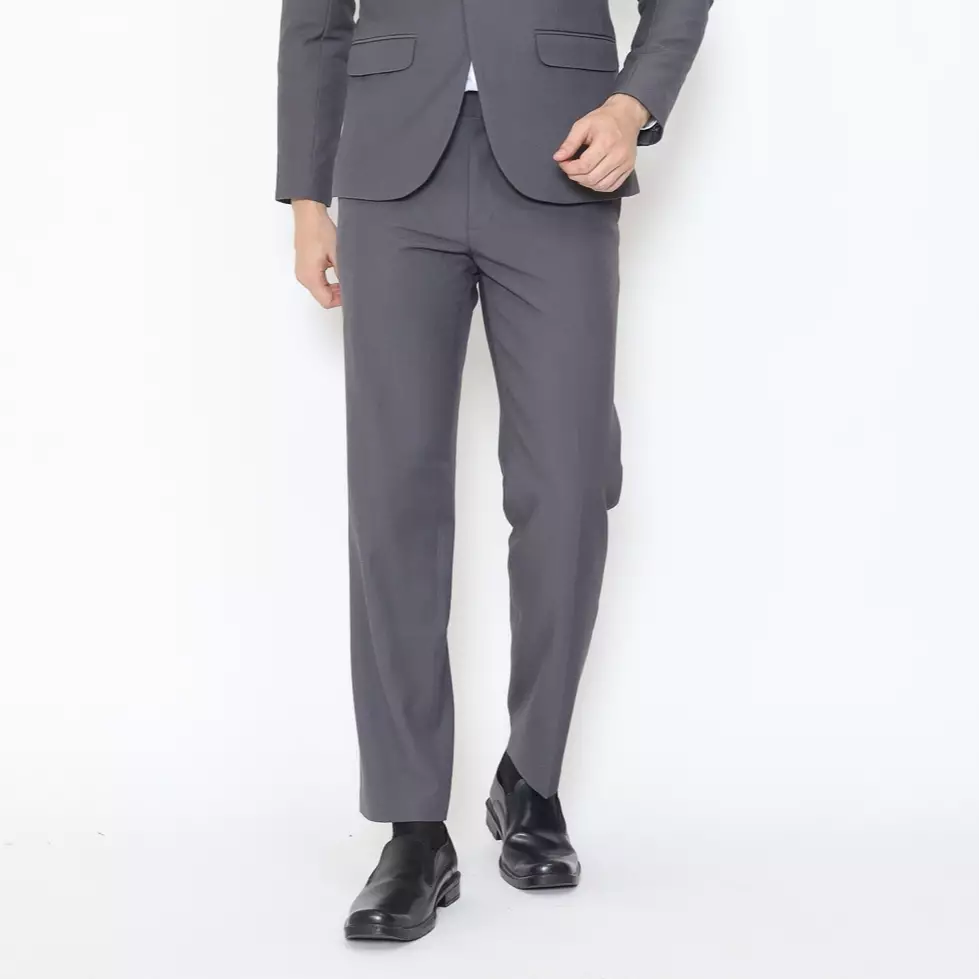 Lawell Celana Formal Pria Warna Grey | Motif Salur Halus Elegan | Polyester Viscose Stretch | PAUL