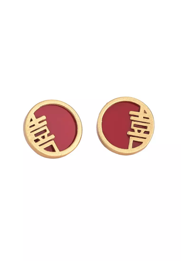 Chinese character sale earrings gold