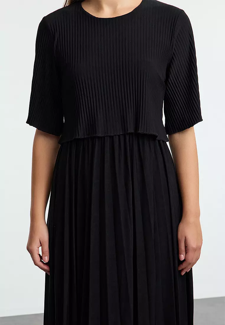 Pleated Midi Dress