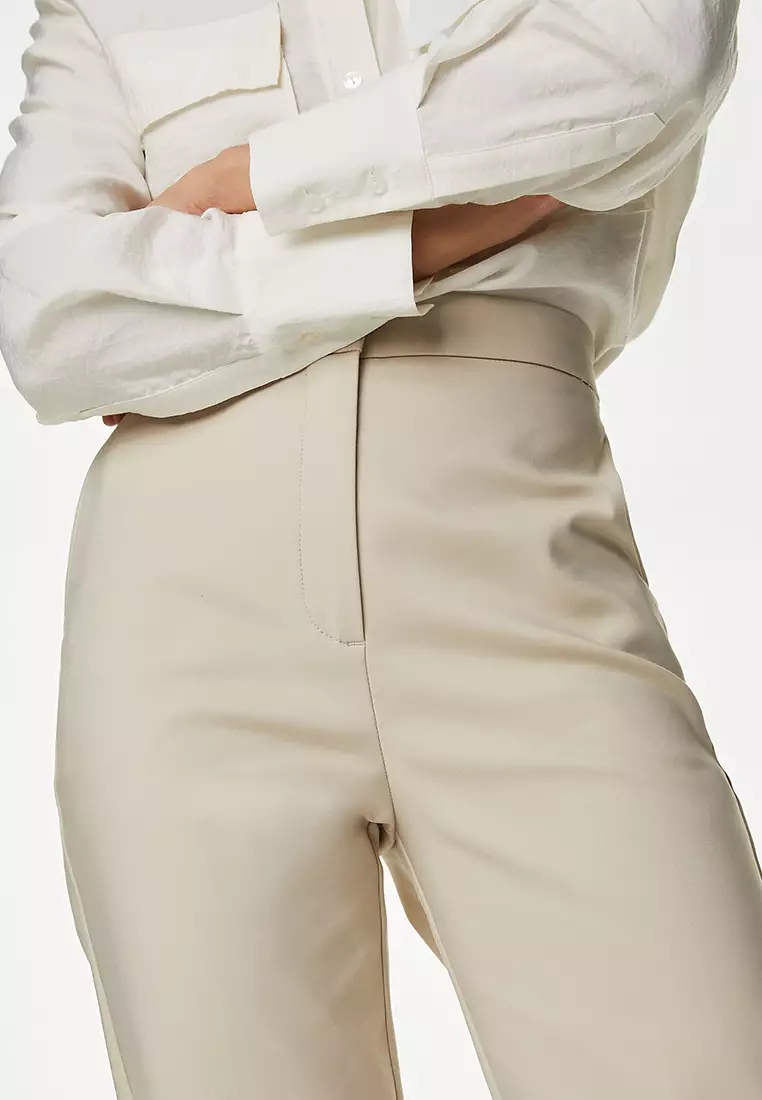 Cotton Blend Slim Fit Ankle Grazer Trousers
